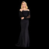 Black Round Neck Sexy Fishtail Evening Gown - FashionByTeresa